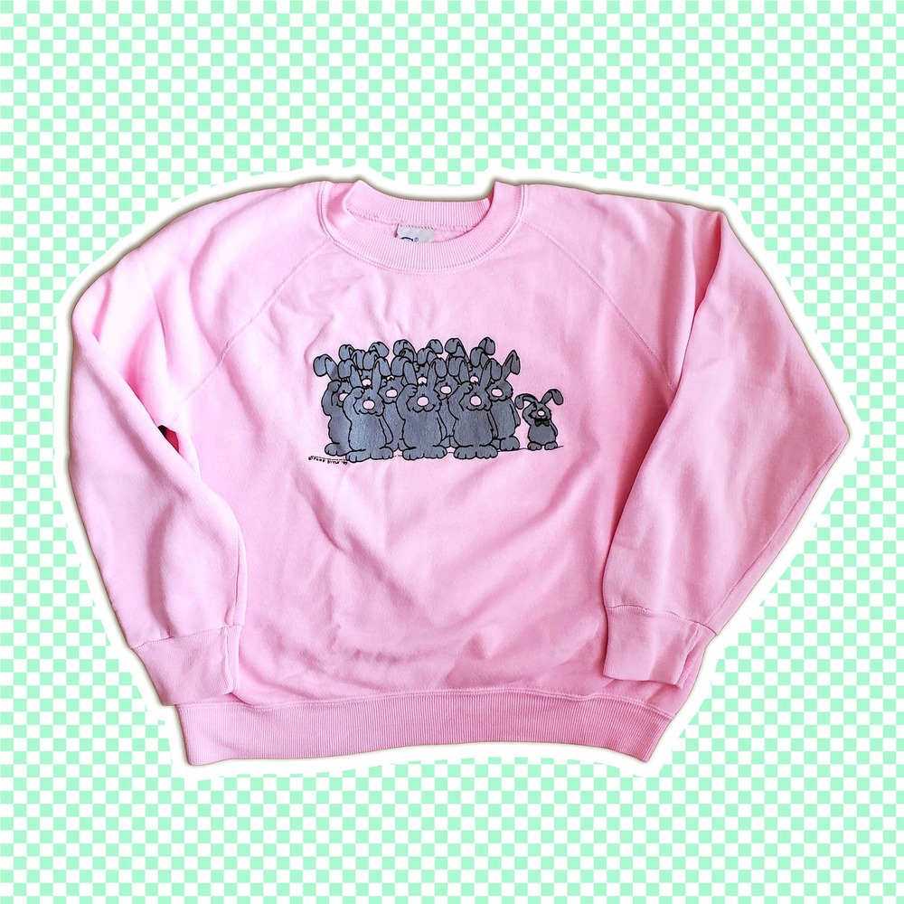 VTG 90s Bassett Walker Free Style Bunny Salute Sweatshirt Sz M